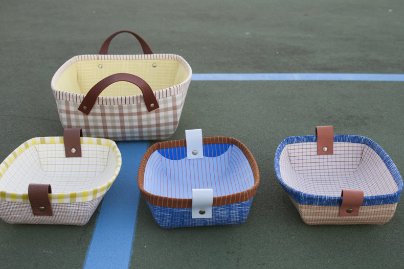 Tiny Treasures Basket and Tray in Harriot Fabric . Carolyn Friedlander