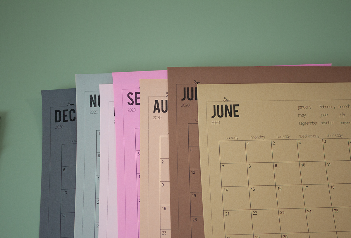 CF 2020 printable calendar . carolyn friedlander