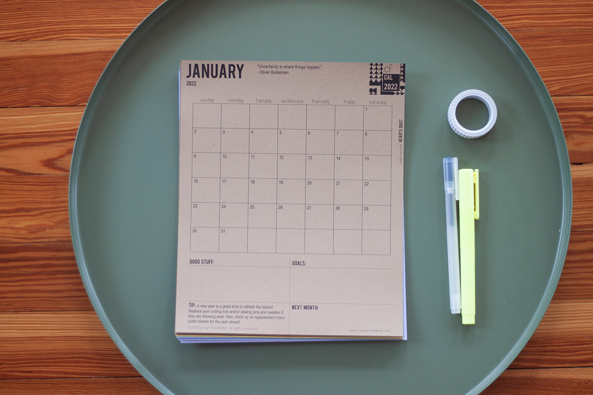2022 printable calendar by carolyn friedlander