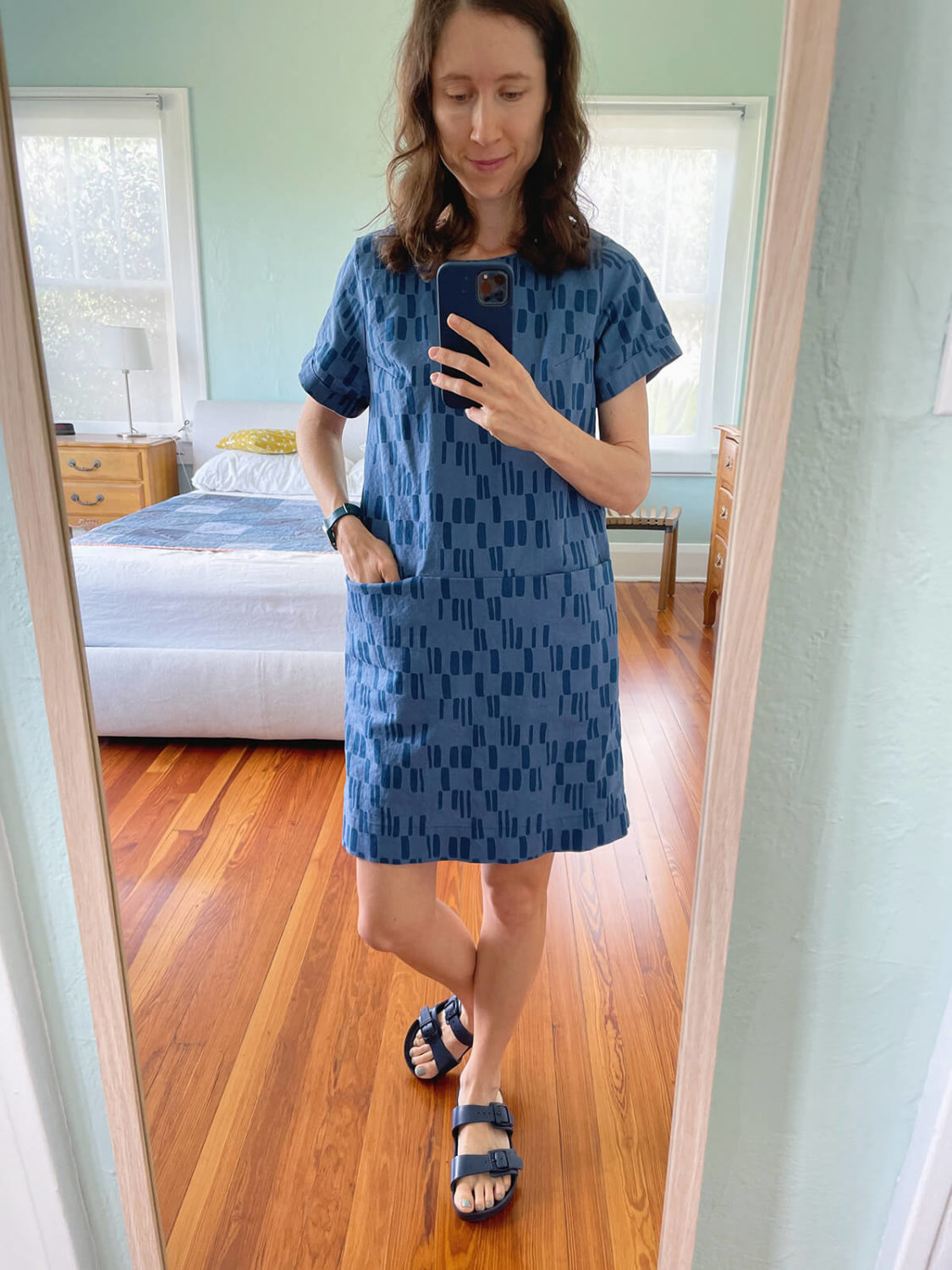 Cielo Dress in Quarry Trail fabric by Anna Graham
