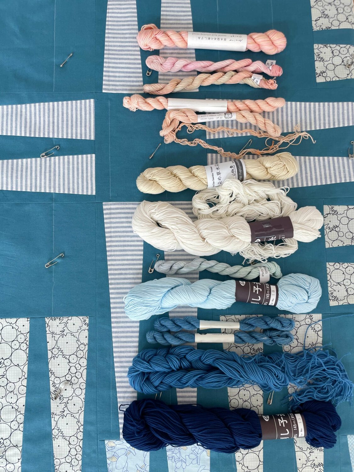 sashiko threads for my blue slash quilt