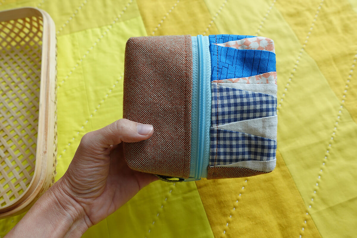 scrappy patchwork split pouch