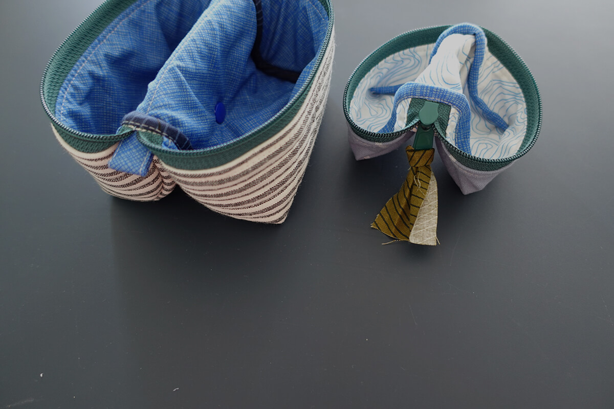 striped split pouches